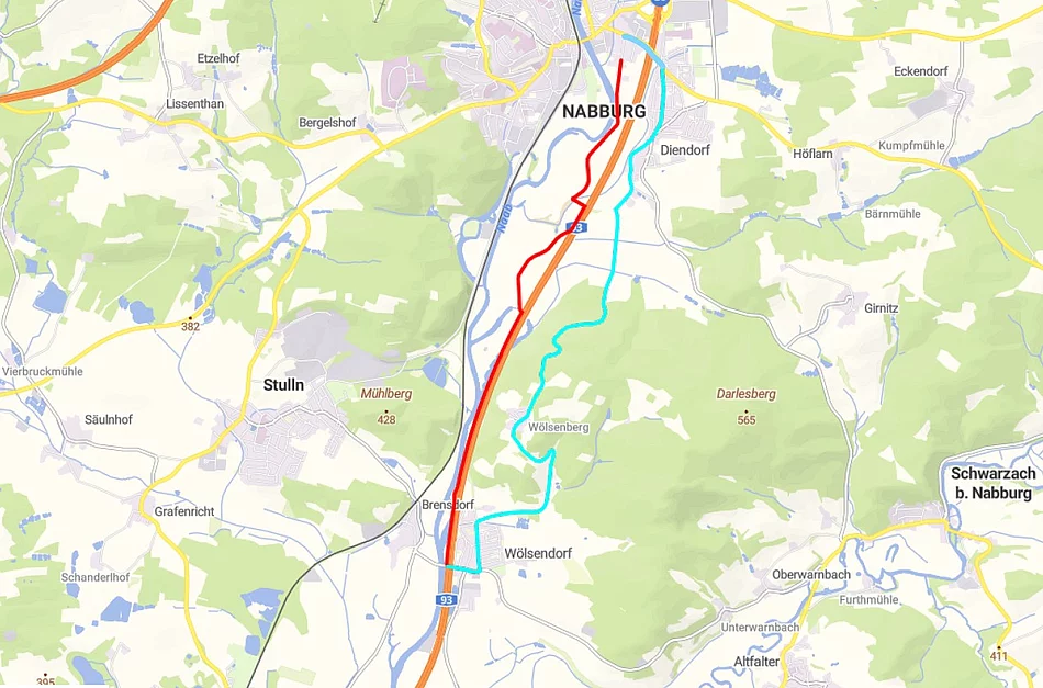 Sperre Naabtalradweg zw. Wölsendorf/Brensdorf und Nabburg